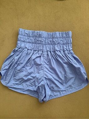 FP Movement by Free People Smocked High-Waist Blue Shorts